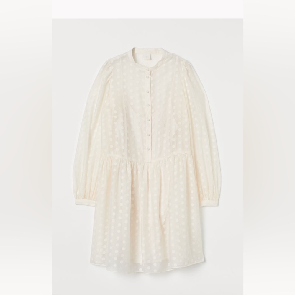 Puff sleeve Short dress v shape opening lining jersey inside